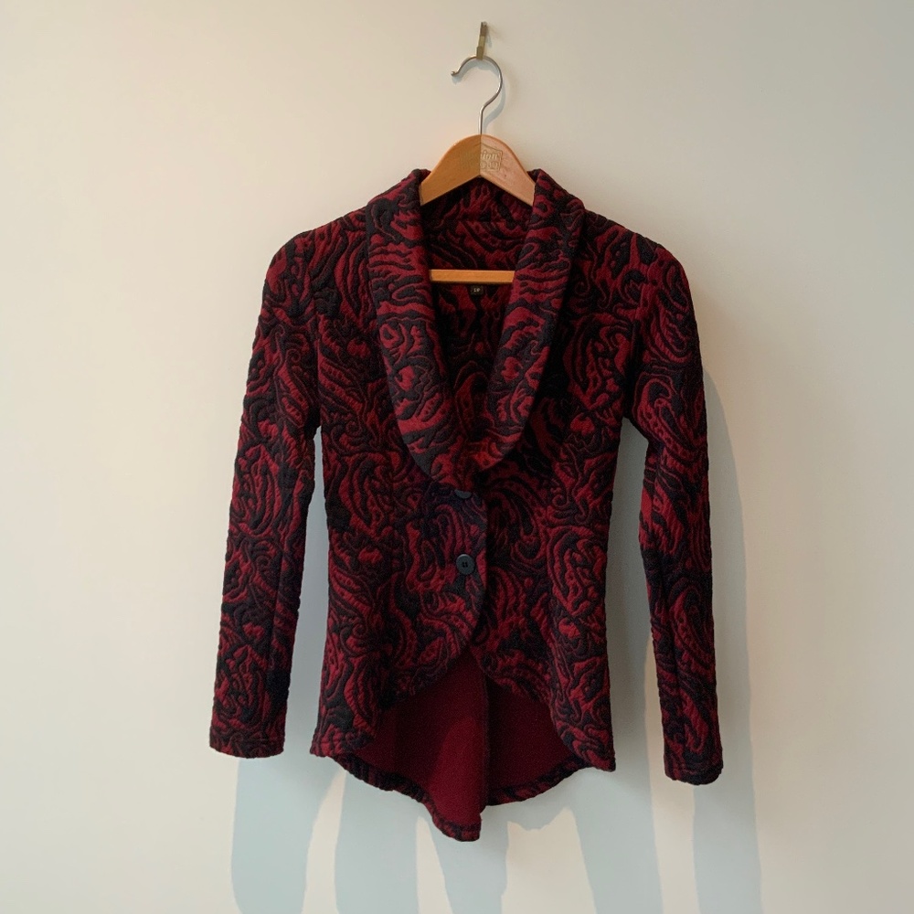 Dinh BA Jacket, burgundy red and black, size S